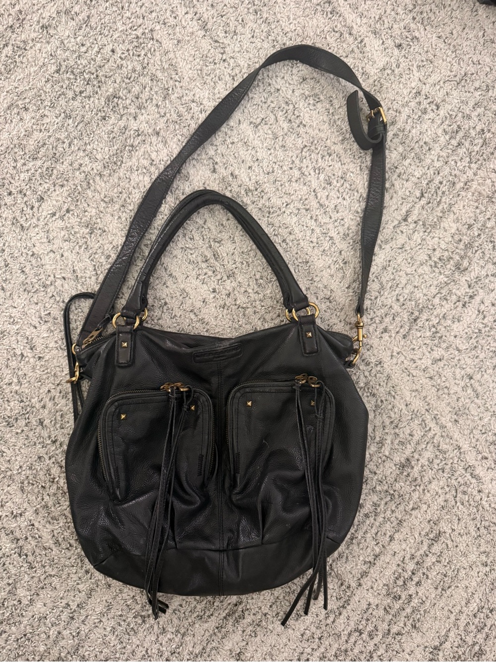 Liebeskind Vintage Black Leather Convertible Shoulder Bag